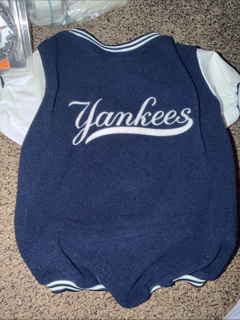 Navy & White Kids Varsity Jacket